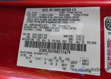 2010 Lincoln Mkz from USA, damaged, VIN 3LNHL2GC9AR751679